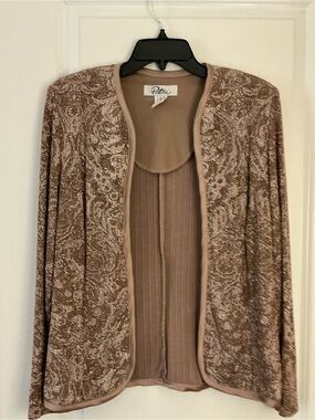 Patra Women's Size 12 Rose Gold Metallic Glitter Paisley Open Front Evening Card